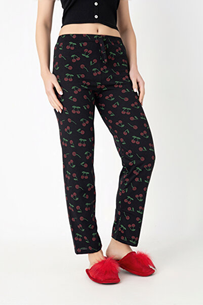 DONEX Βαμβακερό λεπτό ύφασμα που αναπνέει με λεπτομέρεια μέσης με κορδέλα Cherry B με τύπωμα Γυναικείο πιτζάμα χωρίς τσέπες