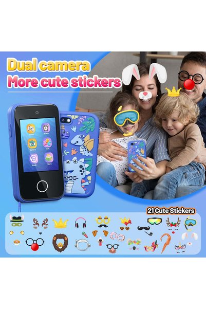 M.A&F's M.A&F Kids Smart Toy Phone with Dual Camera & MP3 (Blue, Ages 3-7)