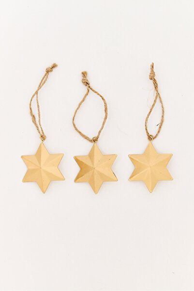 Muy Mucho زينة شجرة النجوم من 3 قطع، ذهبية