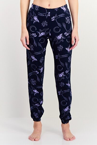 Undiz بنطلون بيجاما مطبوع بالكامل من ديزني للنساء، أزرق داكن