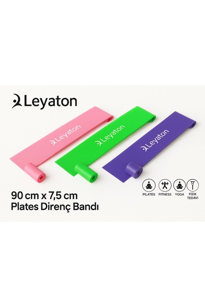 Leyaton 3 'lü Pilates Bandı Plates Egzersiz Direnç Lastiği Seti (UÇ KISMI AÇIK)