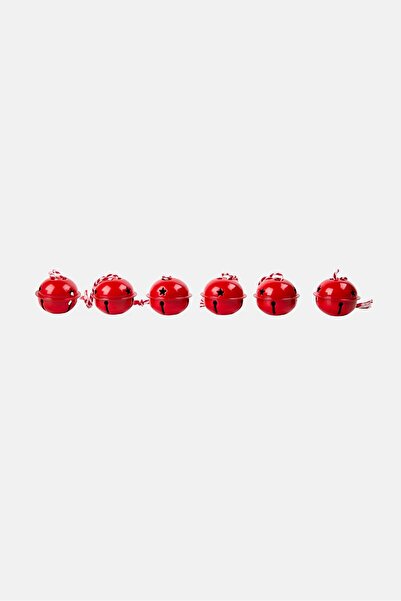 Muy Mucho 6 Pieces Hanging Metal Sleigh Bells, Red