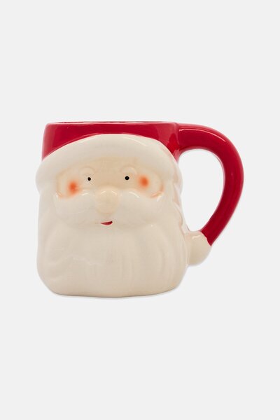 Muy Mucho Porcelain Santa Claus Mug, Red