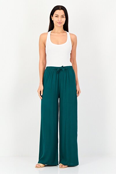 Happiness İstanbul Women Regular Fit Plain Palazzo Pants, Green