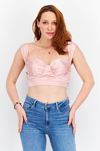 love-other-things Women Sweetheart Sleeves Plain Tank Top, Pink