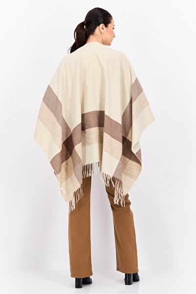 Casa Caracol Women Plaid Poncho Wraps, Beige
