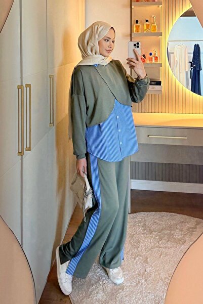 Hazamoda بدلة بالات بوبلين مودال كاكي