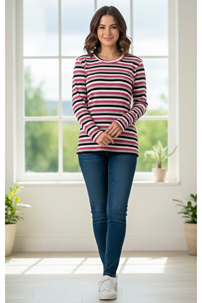 BİLGENS BUTİK بلوزة نسائية مخططة من القطن بنسبة 85%