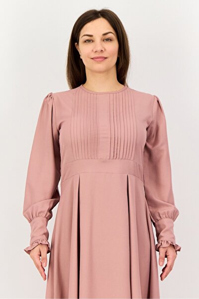 freesoul Women Pleated Midi Dress, Peach