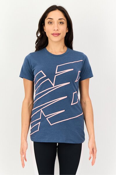 New Balance Women Athletic Fit Short Sleeves Training T-Shirt, Navy