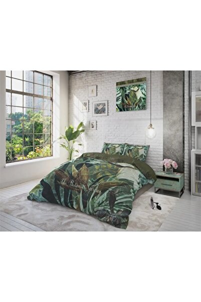 Sleeptime Botanic Garden Green Bed Linen, 200x200/220 cm, 100% Microfiber, 2 Pillowcases