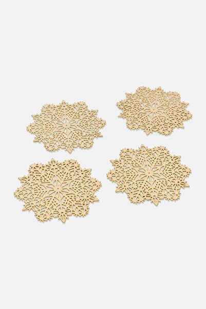 Muy Mucho 4 Piece Metallic Merry Christmas Coasters Set, Gold