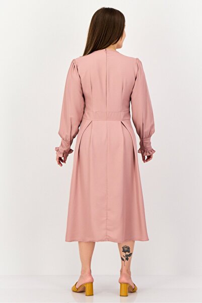 freesoul Women Pleated Midi Dress, Peach