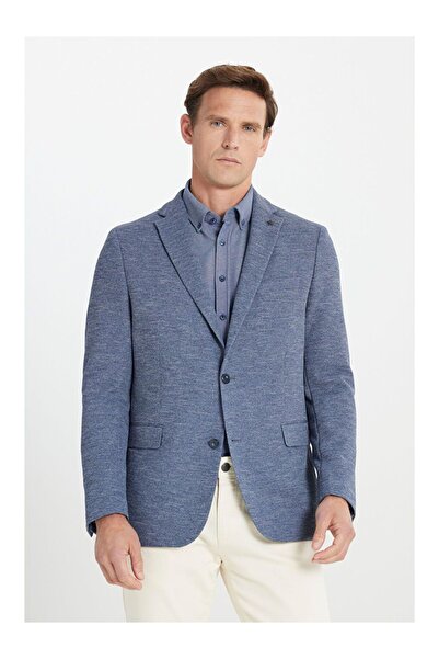 LC Waikiki Men's Indigo Regular Fit Comfortable Cut Mono Collar Patterned Jac...