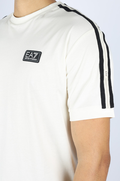 EA7 Men's Cotton Crew Neck Short Sleeve Beige T-Shirt 7m000956 Af10375-U1105