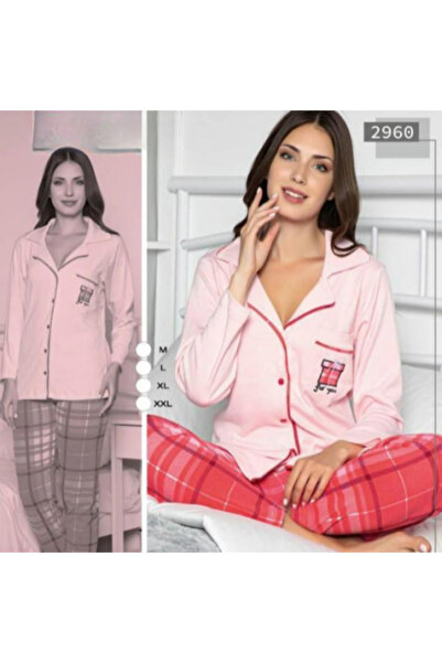 zahyat Women's Light Pink Cotton Pajama with Checkered Pattern