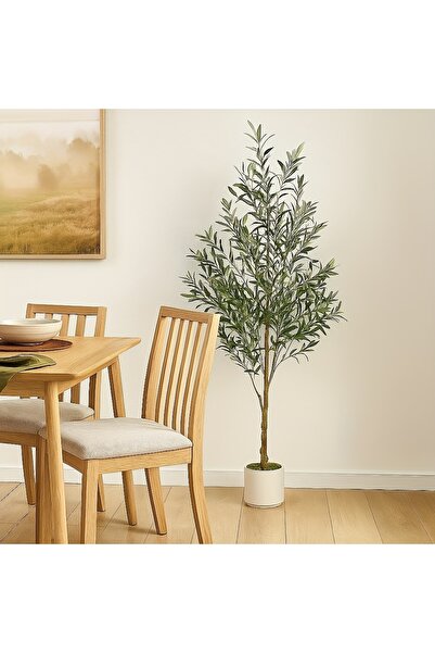 SCHENKERO شجرة زيتون صناعية بطول 182 سم - ديكور متين قليل الصيانة، مثالي للفن...