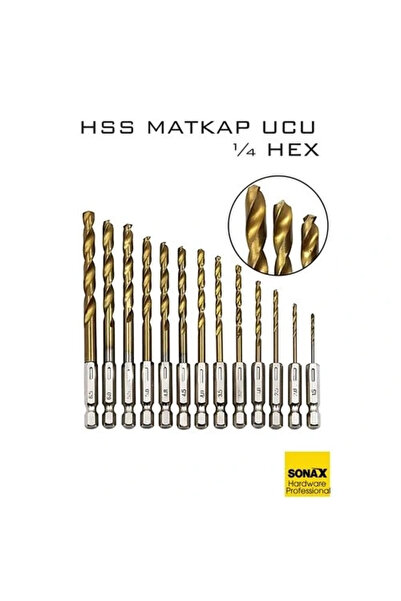 Genel Markalar Mey İthalat® HSS Matkap Ucu 1/4 HEX 13 Parça HSS Tungsten Karb...