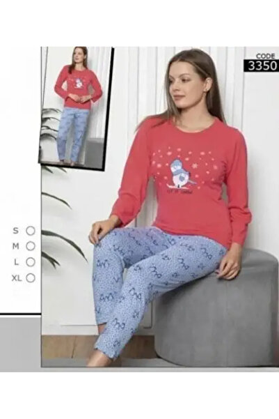 zahyat Women's red pajama with snowman print – warm winter touch
