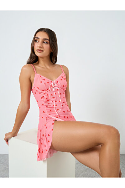 Take Two By Styli طقم ملابس داخلية شبكية سلكية بطبعة قلب مع سروال داخلي