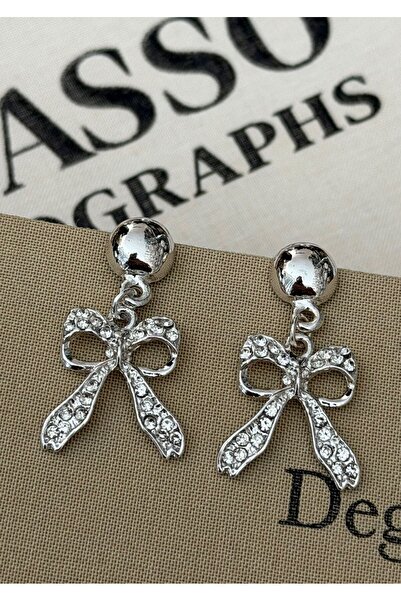 MioArt Women's Stone Dangle Bow Earrings