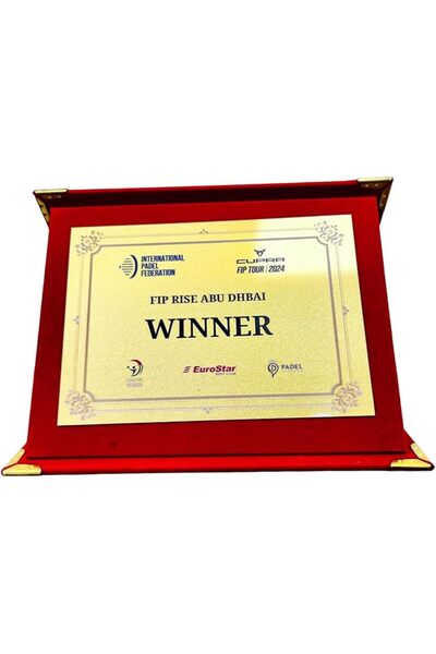Generic Premium Gold Award Plaque in Red Velvet Box — Custom Engraved Trophy Plate