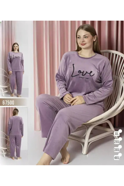 zahyat Women's Violet Velvet Pajamas with 'Love Every Day' Print – Elegance and Comfort