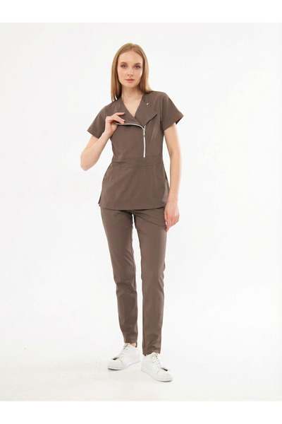 Class Üniforma КИЕВ | Кафява луксозна еластична униформа за медицински сестри