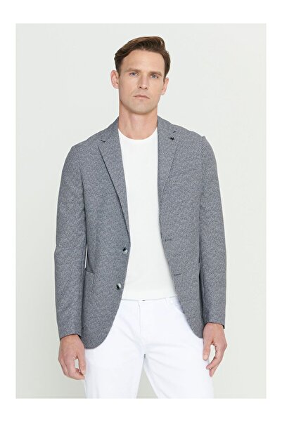 LC Waikiki Men's Black-White Slim Fit Slim Fit Mono Collar Patterned Blazer J...