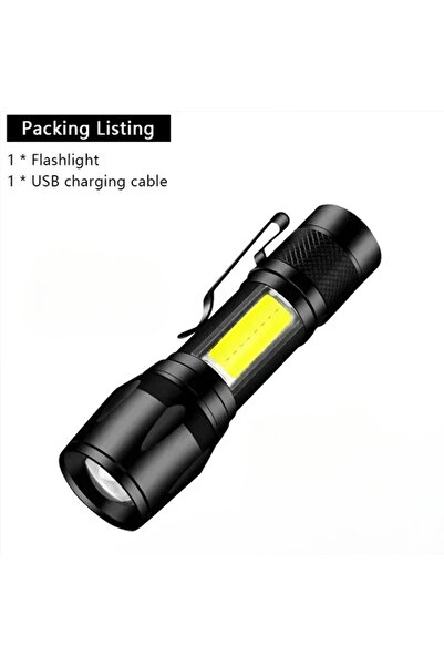 Choice مصباح يدوي LED عالي الطاقة S014-A قابل لإعادة الشحن عبر منفذ USB مع شا...