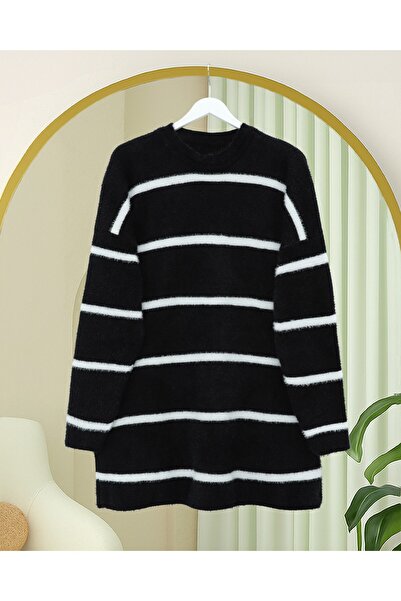 HİJABAYA Ριγέ πλεκτό τούνικ με γένια