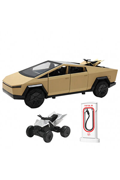 IQ Toys Tesla Cybertruck metal car with ATV, sounds, lights, doors/hood/trunk open, 18.5x7x6cm