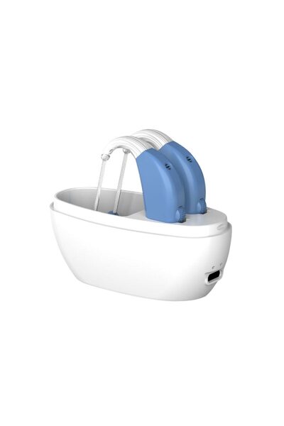 Choice1 White-Blue Hearing Aid Rechargeable Portable Elderly Hearing Aid Magnetic Charging Hearing Impaired