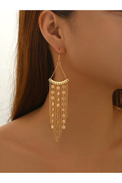 Take Two By Styli Women Metal Tassel Chain Earrings