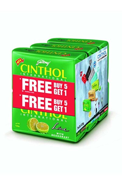 Cinthol Bath Soap Lime with Deodarant Germ Protection 125g Pack of 6