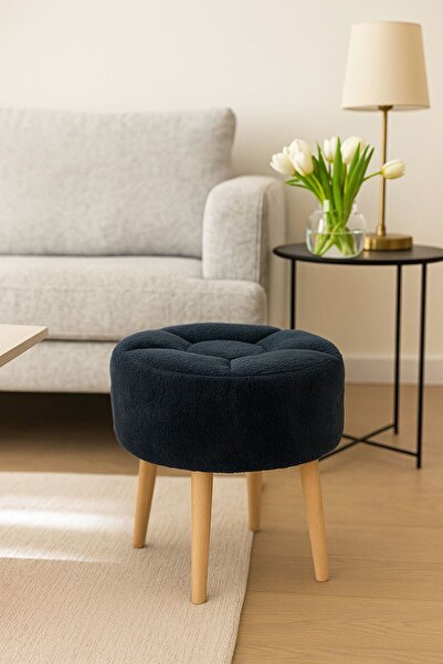 KOKİ DESİGN Wellsoft Antrasit Dekoratif Papatya Puf