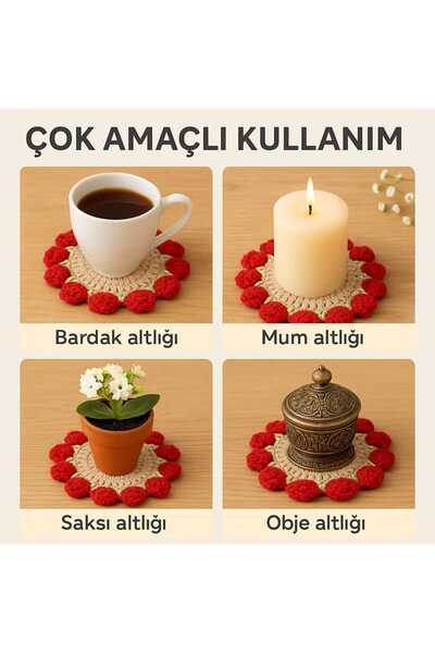 shop Handmade Multi-Purpose Knitted Coasters – Set of 2 |   Floral Motif, Dec...