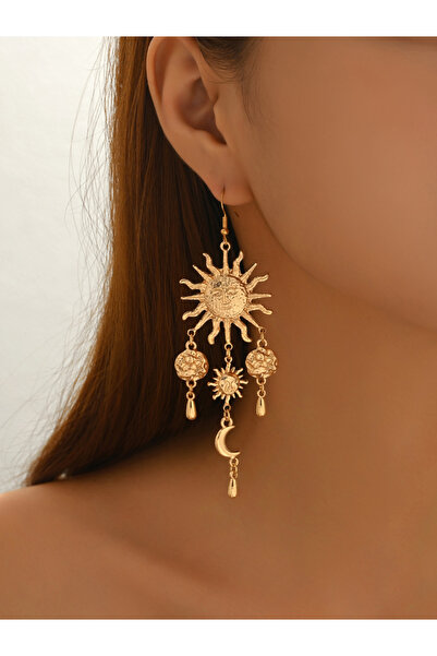 Take Two By Styli Women Metal Sun-Shaped Dangle Earrings