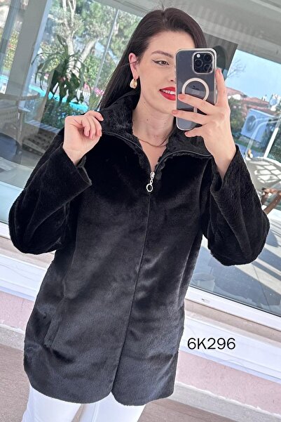 İnce Topuk Suede Inside and Rabbit Fur Outside Jacket 6K296