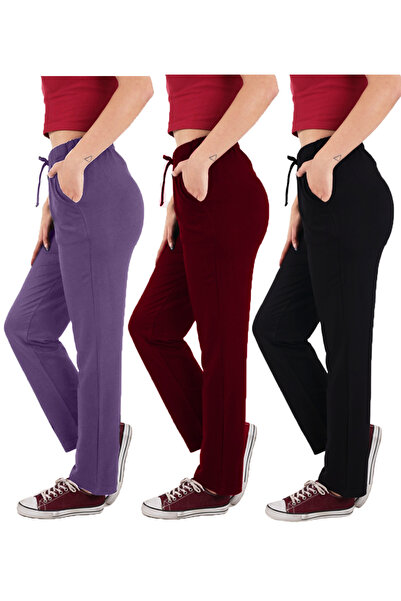 ASN concept Women's Viscose Fabric 3-Pack Black/Burgundy/Purple Sweatpants (w...