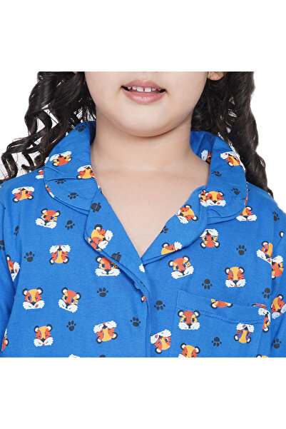 LAUREN SMITH Girl's Pajama Set Long Sleeve Buttoned Top with pants 2 Piece Printed Sleepwear Cotton Pjs Set