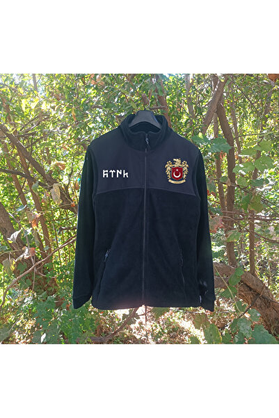 Türk Boyu Kurt Motifli Milli Takım Logosu ve Göktürkçe Türk Yazılı Polar Mont...