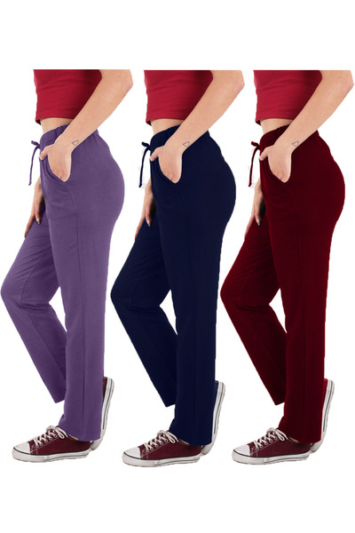 ASN concept Women's Viscose Fabric 3-Pack Burgundy/Navy Blue/Purple Sweatpant...