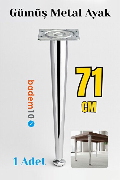 Badem10 Krom 71 cm Gümüş Metal Sehpa Masa Ayağı Oynar Taban Dayanıklı Mobilya...
