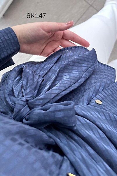 İnce Topuk Kare Jacquard Satin Shirt 6K147