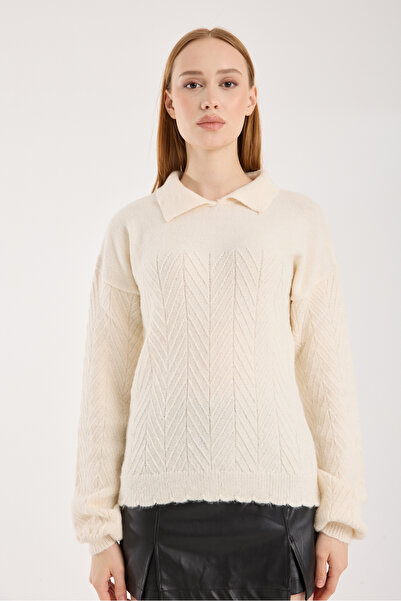WOMENTİ Soft Textured Openwork/Hole Knitwear Sweater