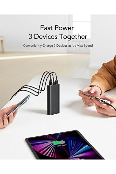 Veger Power Bank 10000mAh 22.5W Fast Charging Portable Charger with Built-in Cables & AC Plug