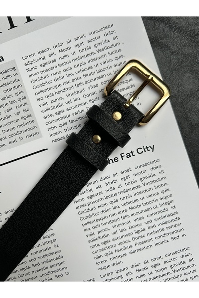 LİA KEMER 2-Piece Loyal Rectangular Patterned Women's Gold Buckle Belt Jacket Belt Dress Belt Trouser Belt