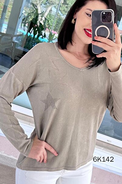 İnce Topuk Starry Cotton Knitwear Blouse 6K142