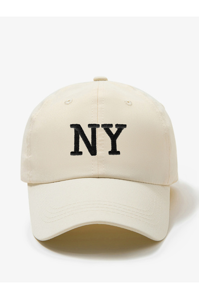Take Two By Styli Beige Slogan Embroidery Baseball Cap